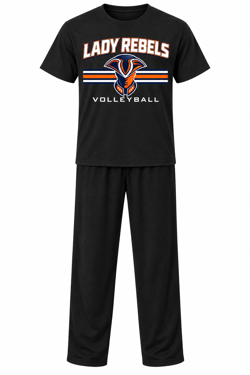 Lady Rebels Volleyball Mascot Pajama Set in Black