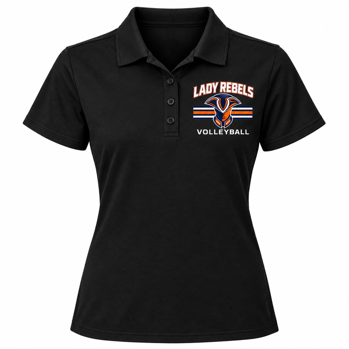 Lady Rebels Volleyball Mascot Women's Coach Polo front design