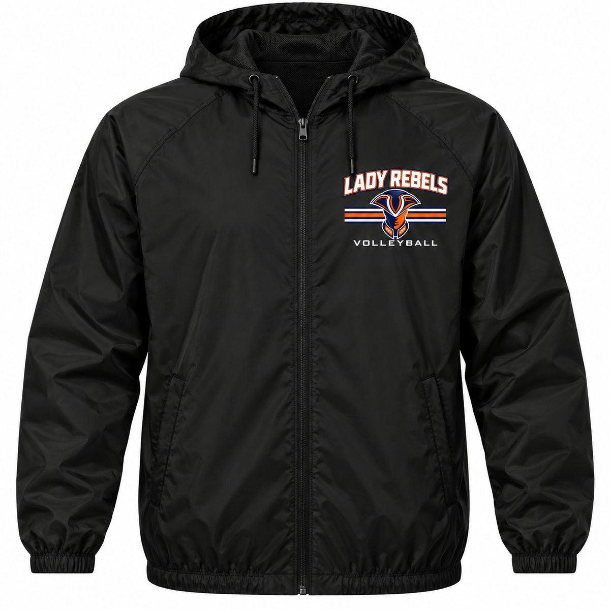 Lady Rebels Volleyball Mascot Full-Zip Windbreaker in Black