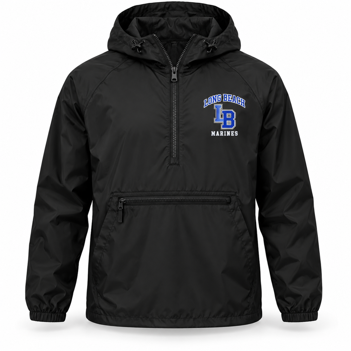 Long Beach Marines Campus Monogram Hooded Anorak in Black