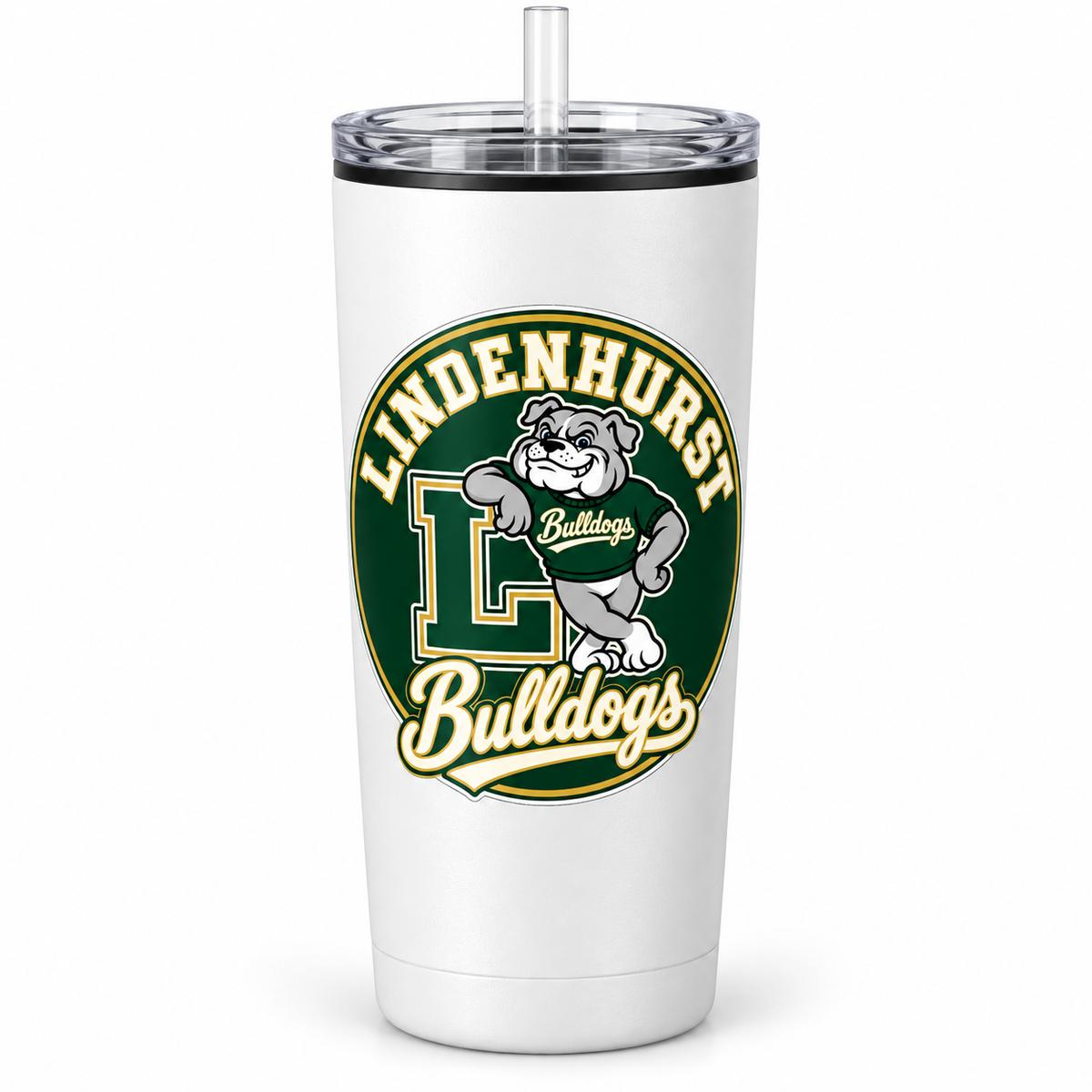 Lindenhurst Bulldogs Circle 20 oz Tumbler White