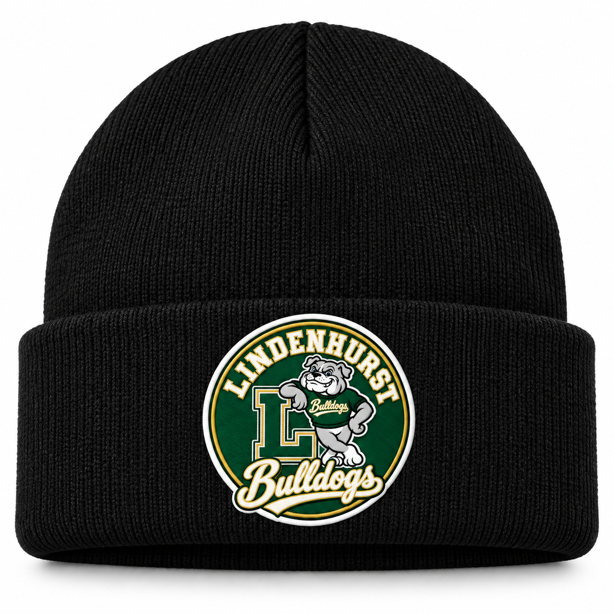 Lindenhurst Bulldogs Circle Cuffed Beanie Black