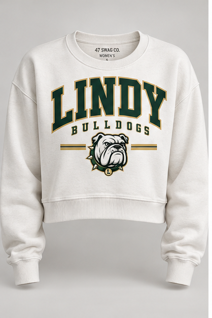 Lindenhurst Bulldogs women's Lindy cropped crewneck in cream