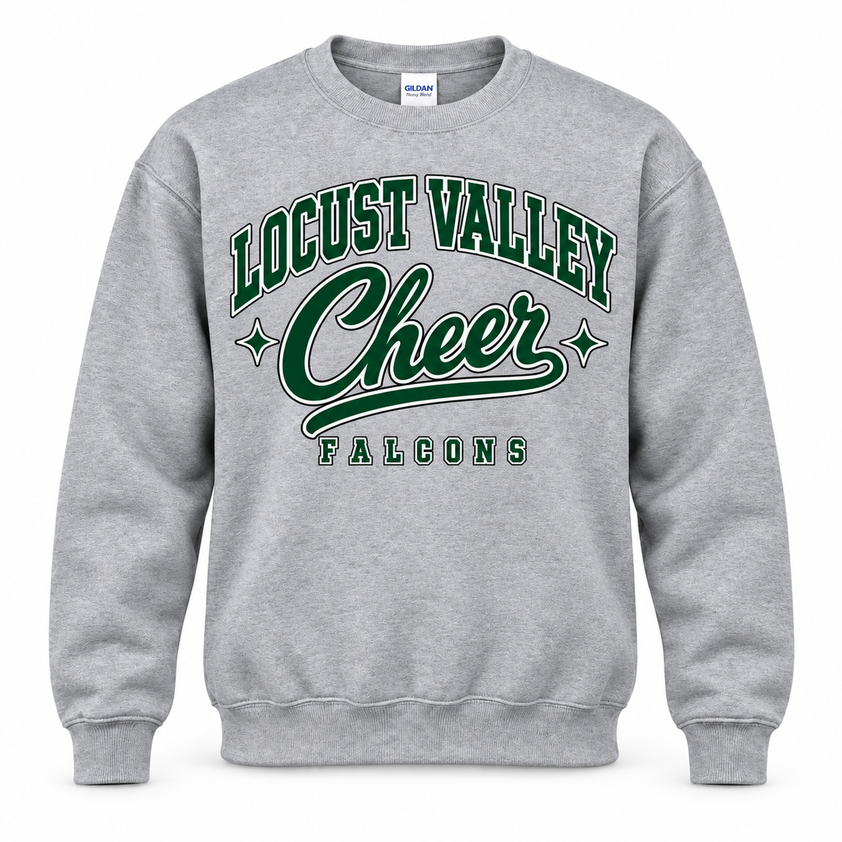 Locust Valley Cheer Script Crewneck — Sport Grey digital mockup