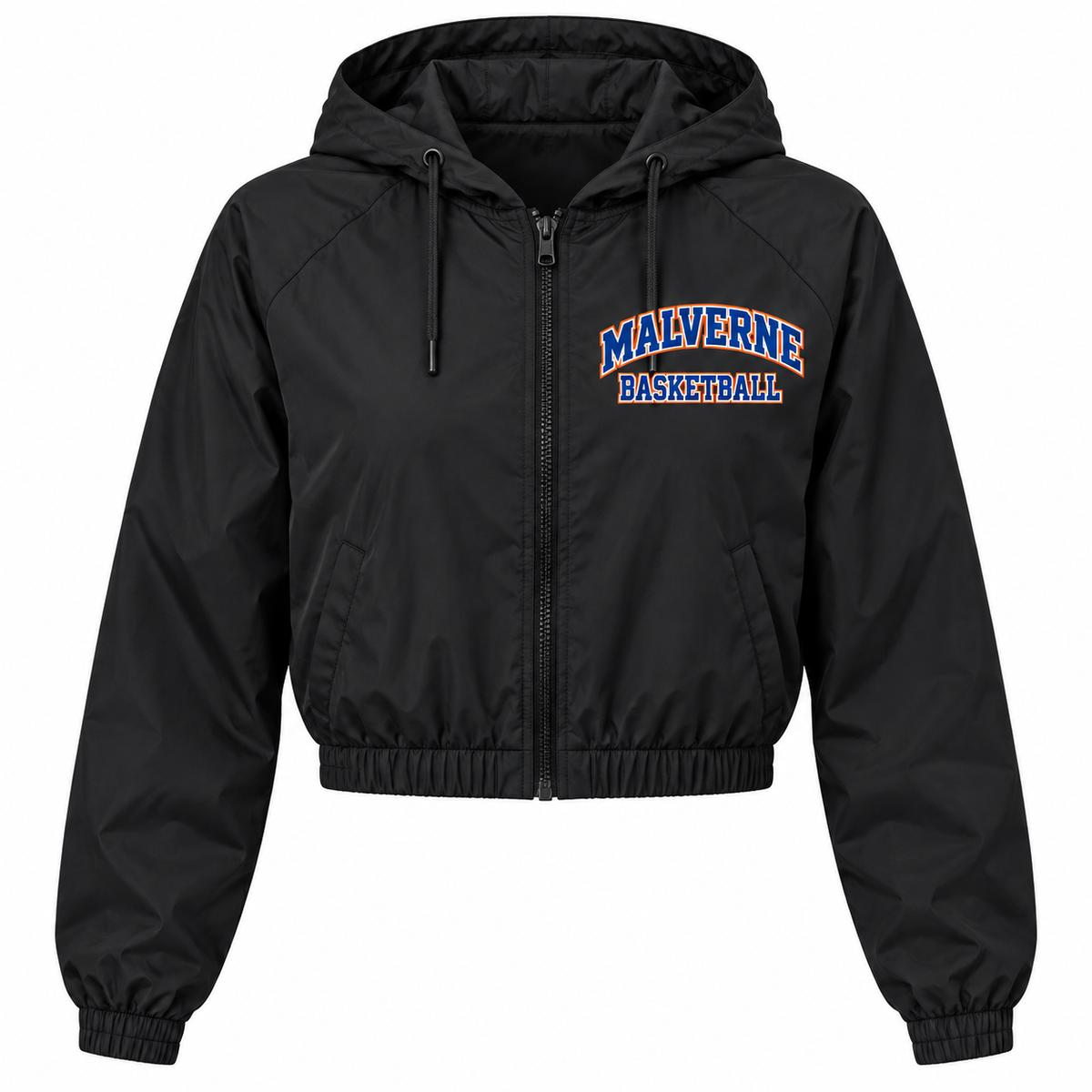 Malverne Basketball Women's Crop Windbreaker in Black
