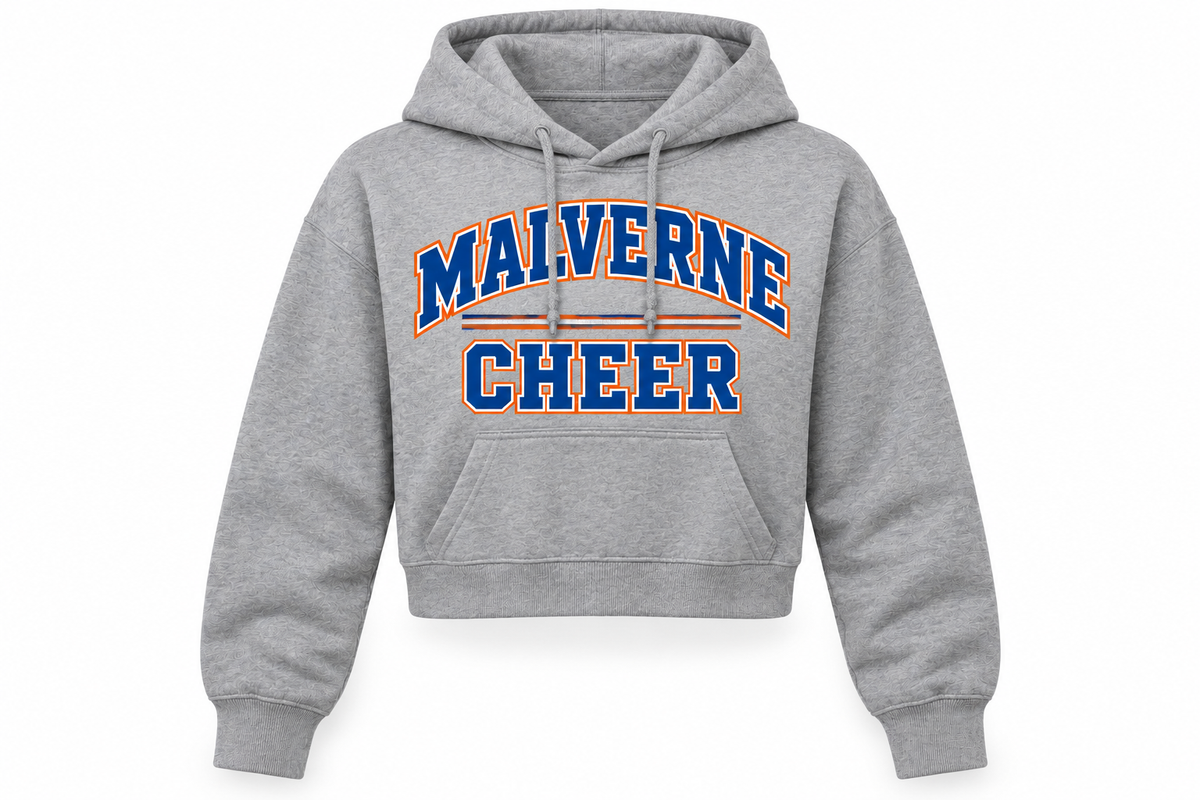 Malverne Cheer Women's Crop Hoodie in Heather Gray