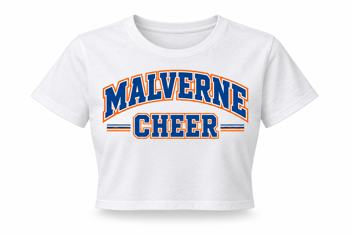 Malverne Cheer Women's Crop Tee in White
