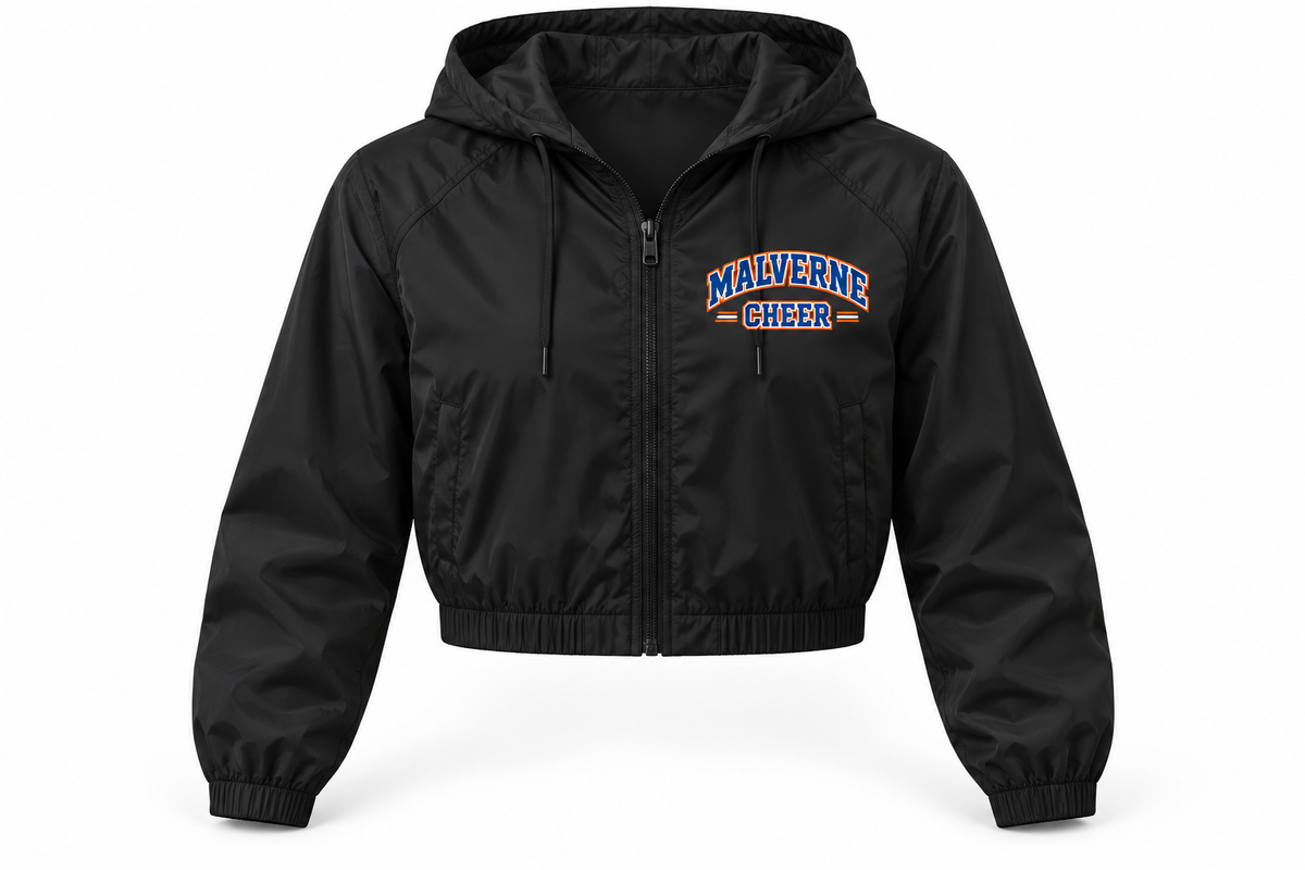 Malverne Cheer Women's Crop Windbreaker in Black