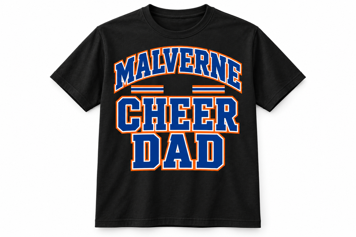 Malverne Cheer Dad Varsity Tee in Black