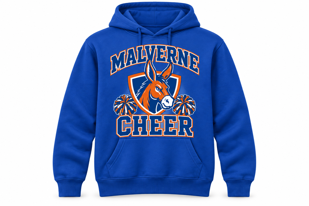 Malverne Cheer Youth Crest Hoodie in Royal Blue