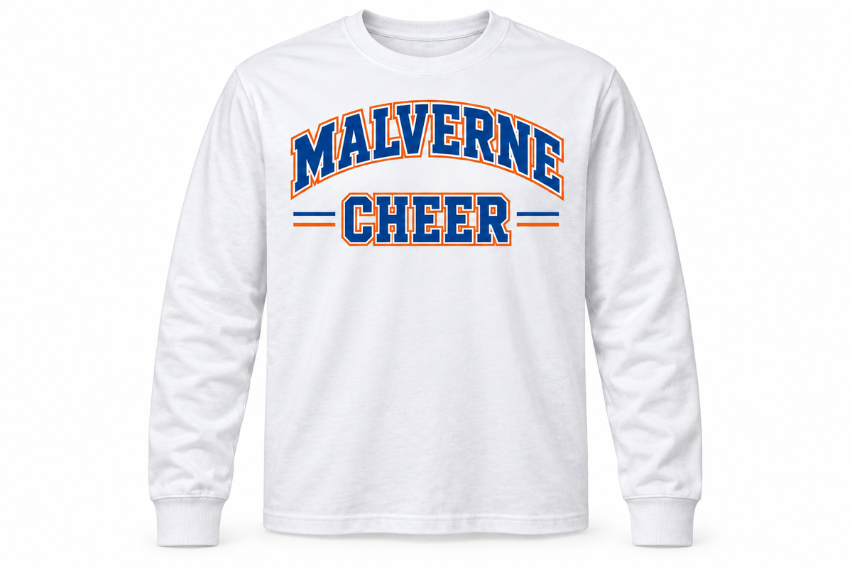 Malverne Cheer Youth Varsity Long Sleeve in White