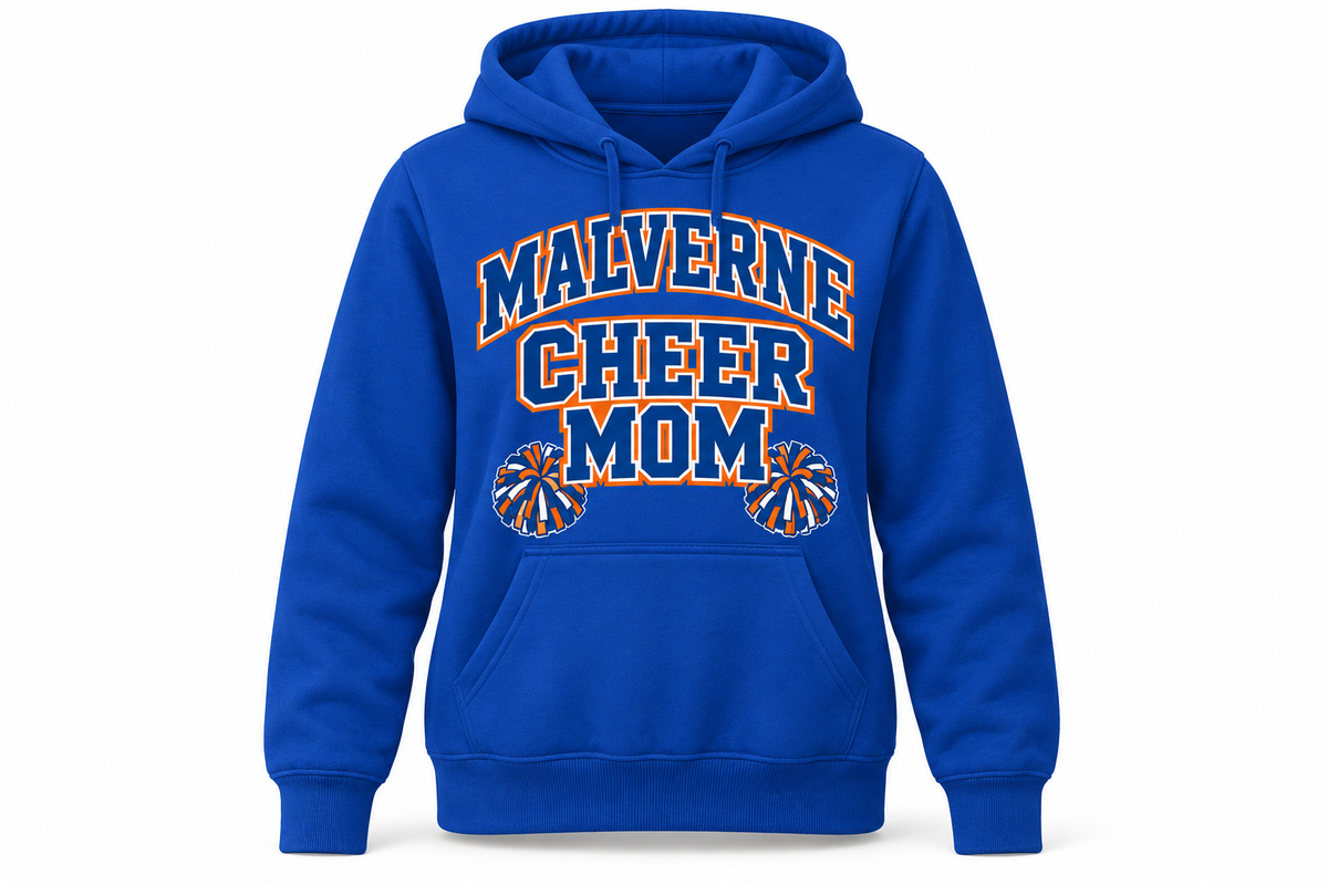Malverne Cheer Mom Varsity Hoodie in Royal Blue