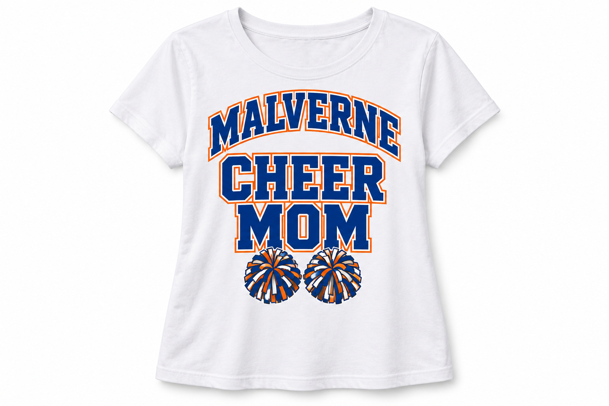 Malverne Cheer Mom Varsity Tee in White