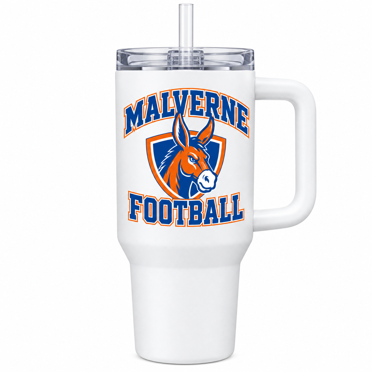 Malverne Football Handled Tumbler in White