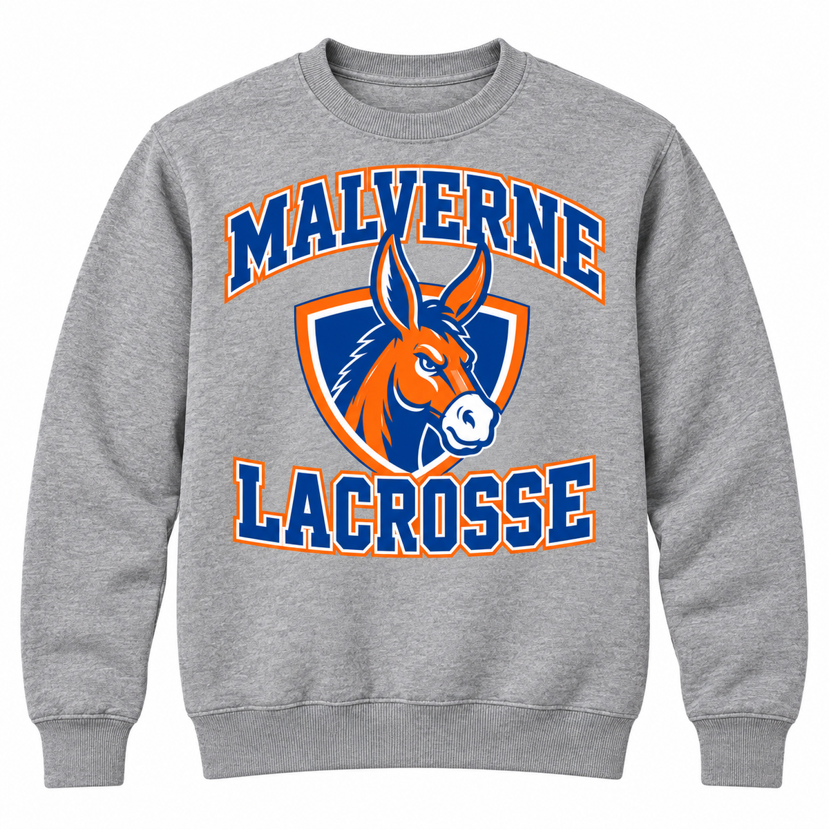 Malverne Lacrosse Crest Crewneck in Heather Gray