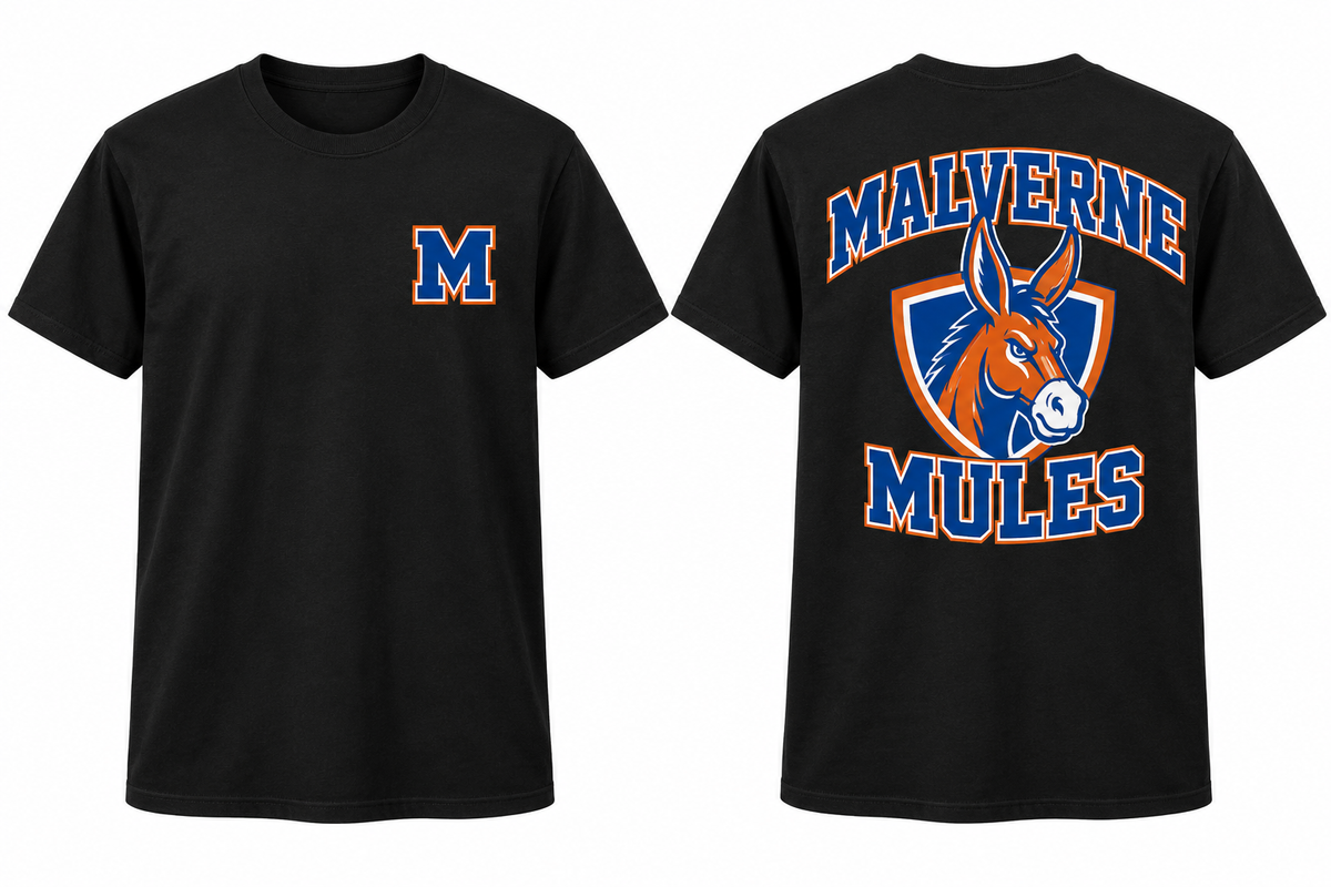 MALVERNE MULES black tee front and back