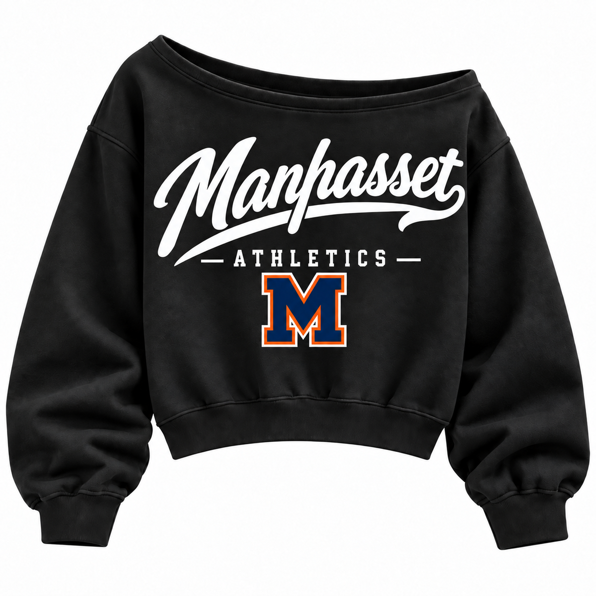 Manhasset Athletics off-shoulder sweatshirt in black