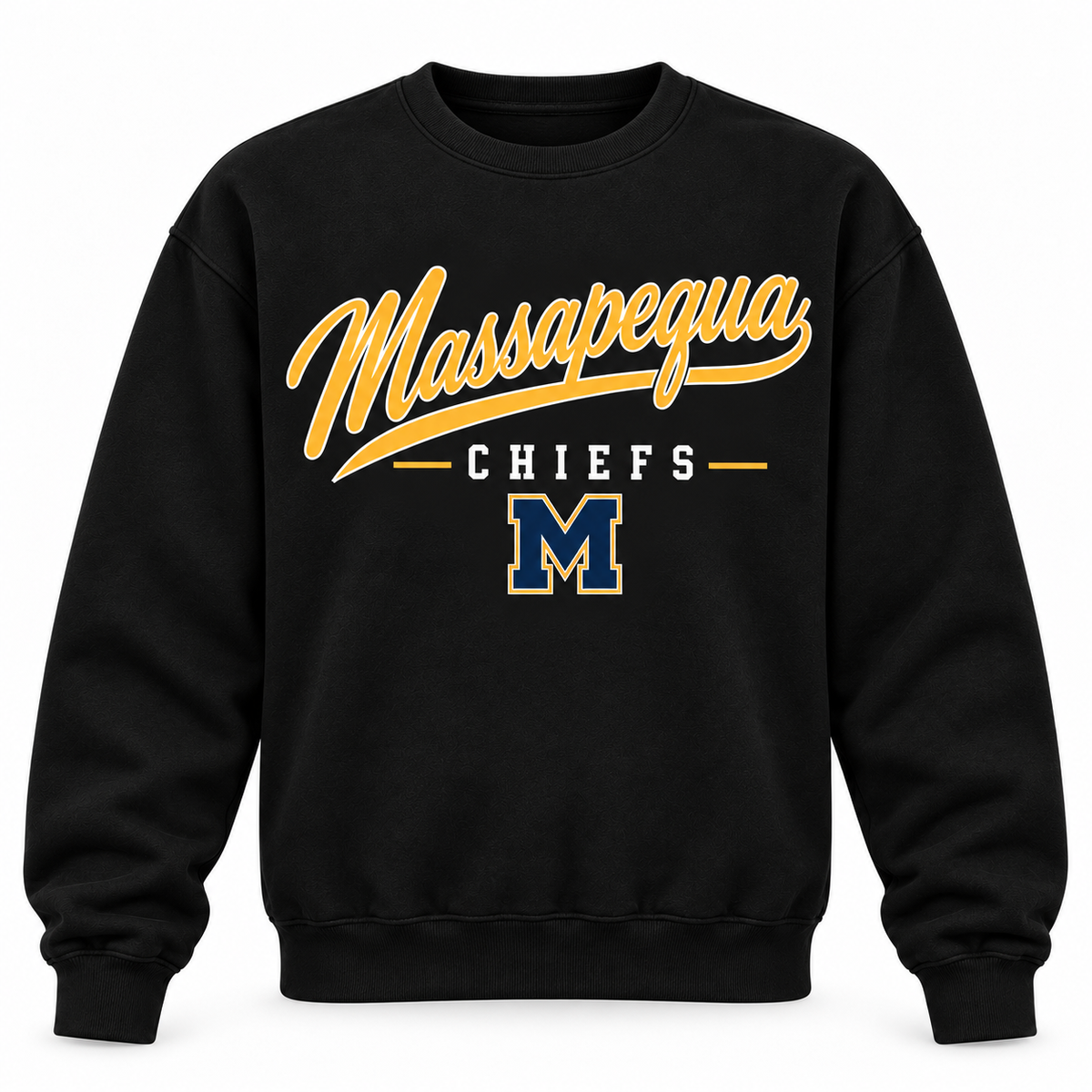 Massapequa Chiefs black crewneck included in set