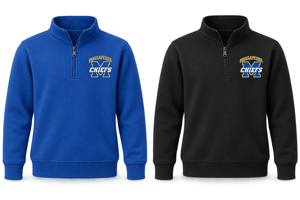 Massapequa Chiefs Youth Varsity M Quarter-Zip — Royal Blue, Black