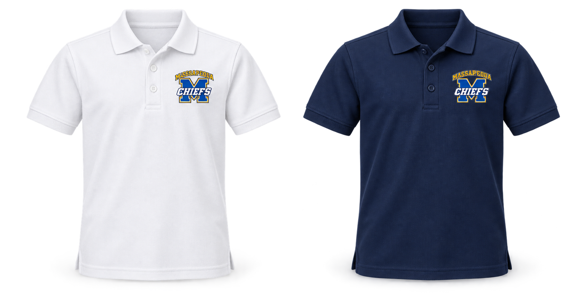 Massapequa Chiefs Youth Varsity M Polo — White, Navy