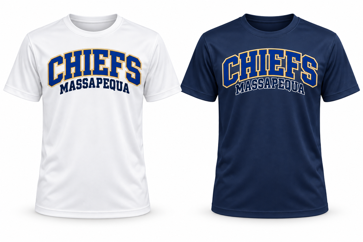 Massapequa Youth Chiefs Performance Tee — White, Navy