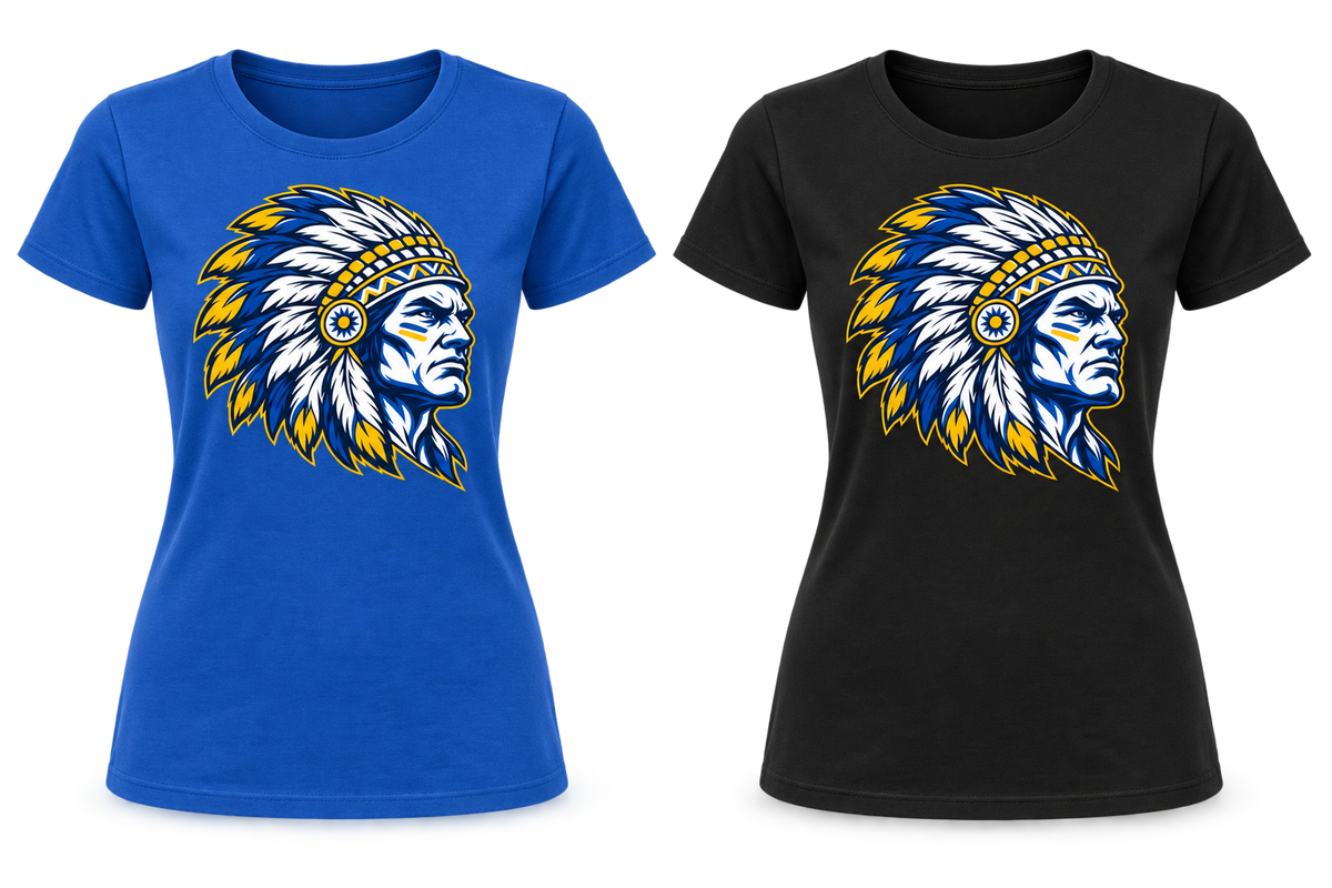 Massapequa Chiefs Women's Intensity Chief Fitted Tee — Royal Blue, Black