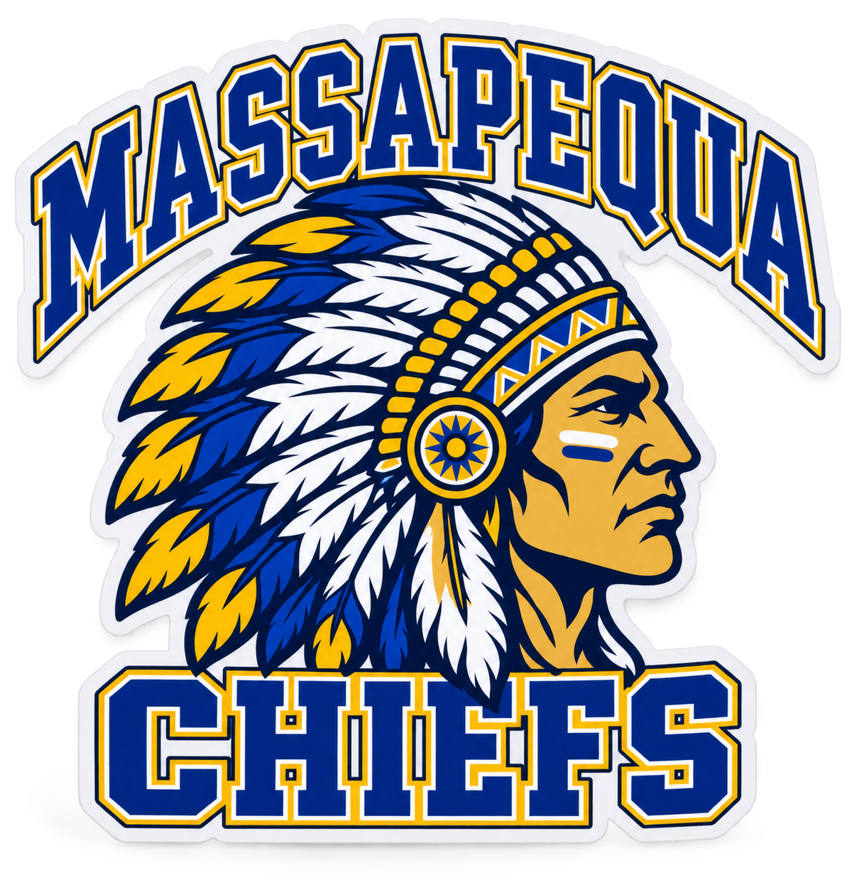 Massapequa Chiefs Heritage Crest Die-Cut Decal — detail view