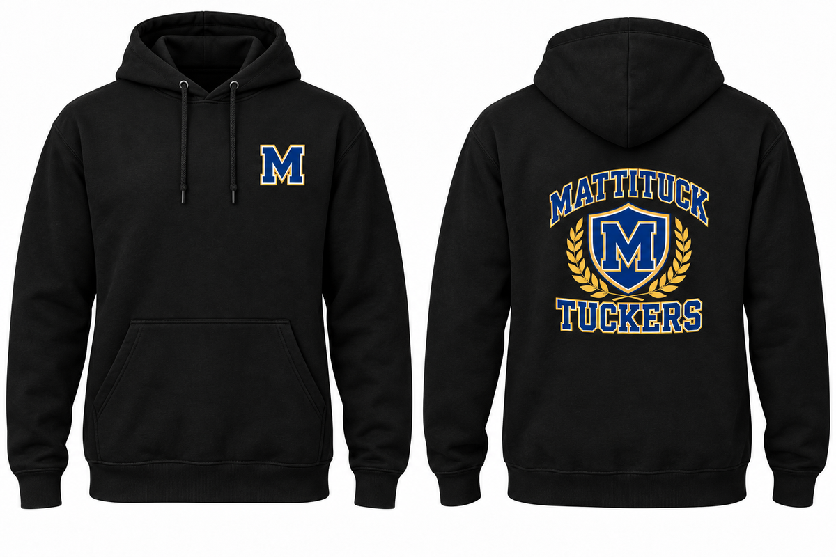 MATTITUCK TUCKERS black hoodie front and back