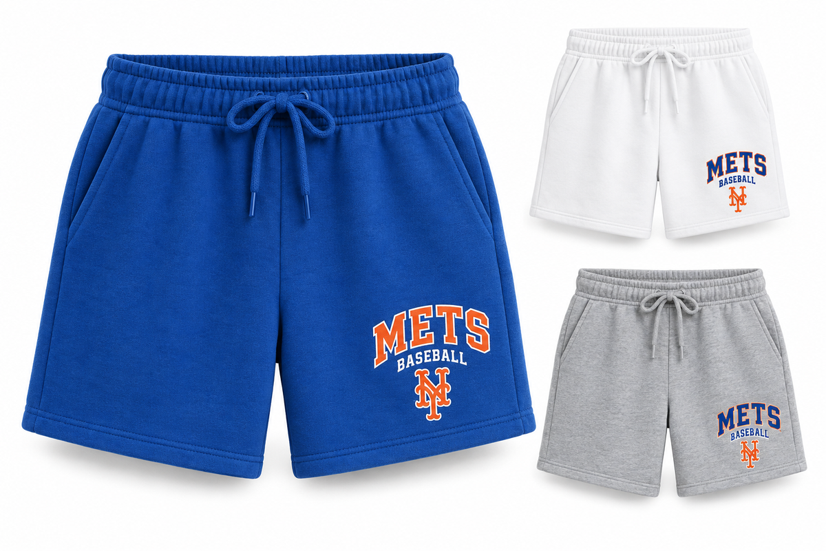 New York Mets Baseball Original Women's Lounge Shorts — Royal Blue, White, Sport Gray