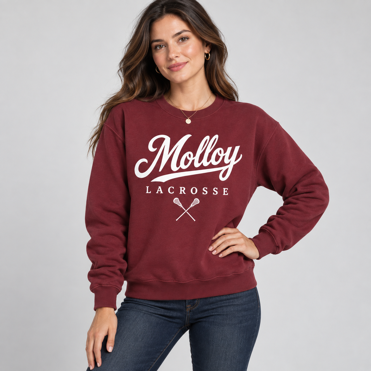 Molloy Women's Lacrosse Script Sweatshirt — Model