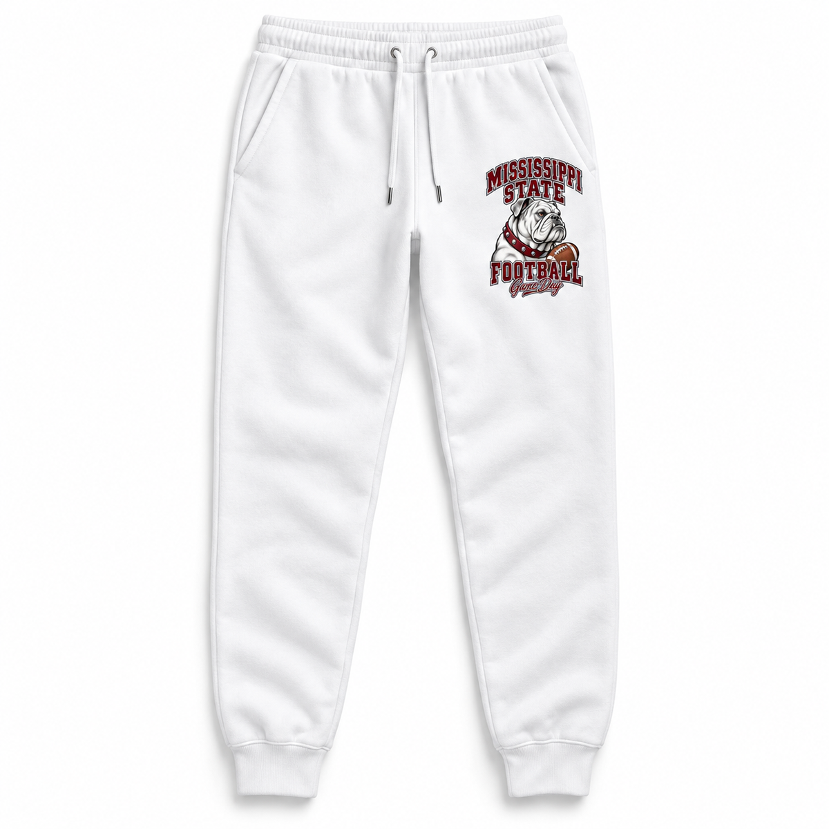 Mississippi State Mascot Fleece Joggers in White