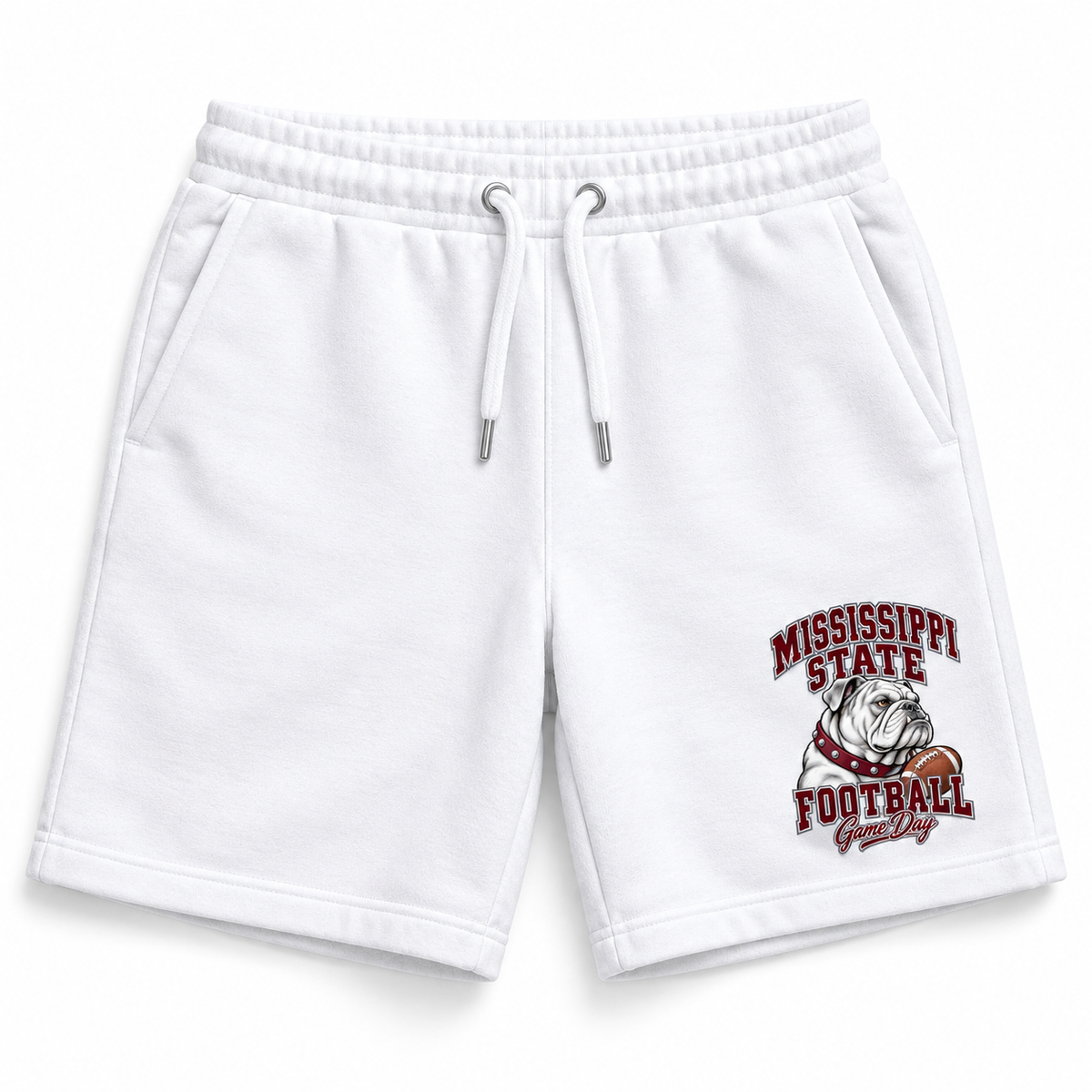 Mississippi State Mascot Fleece Shorts in White