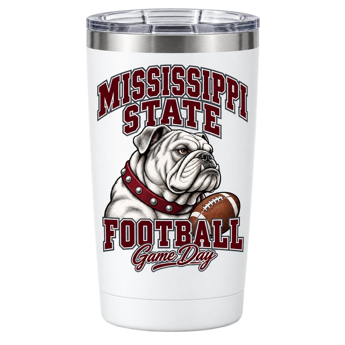 Mississippi State Mascot Travel Tumbler — White