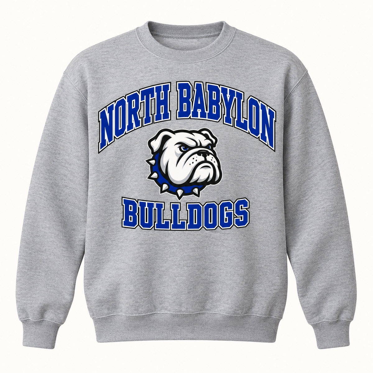 North Babylon Bulldogs Campus Crewneck Sweatshirt in Heather Gray