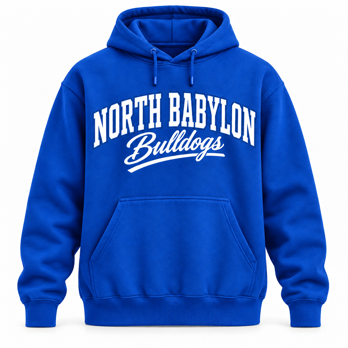 North Babylon Bulldogs Campus Script Hoodie in Royal Blue