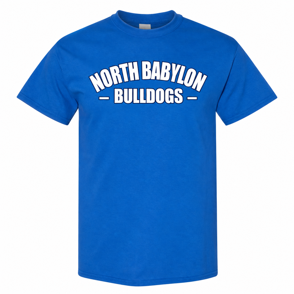North Babylon Collegiate Lettering T-Shirt in Royal, front view