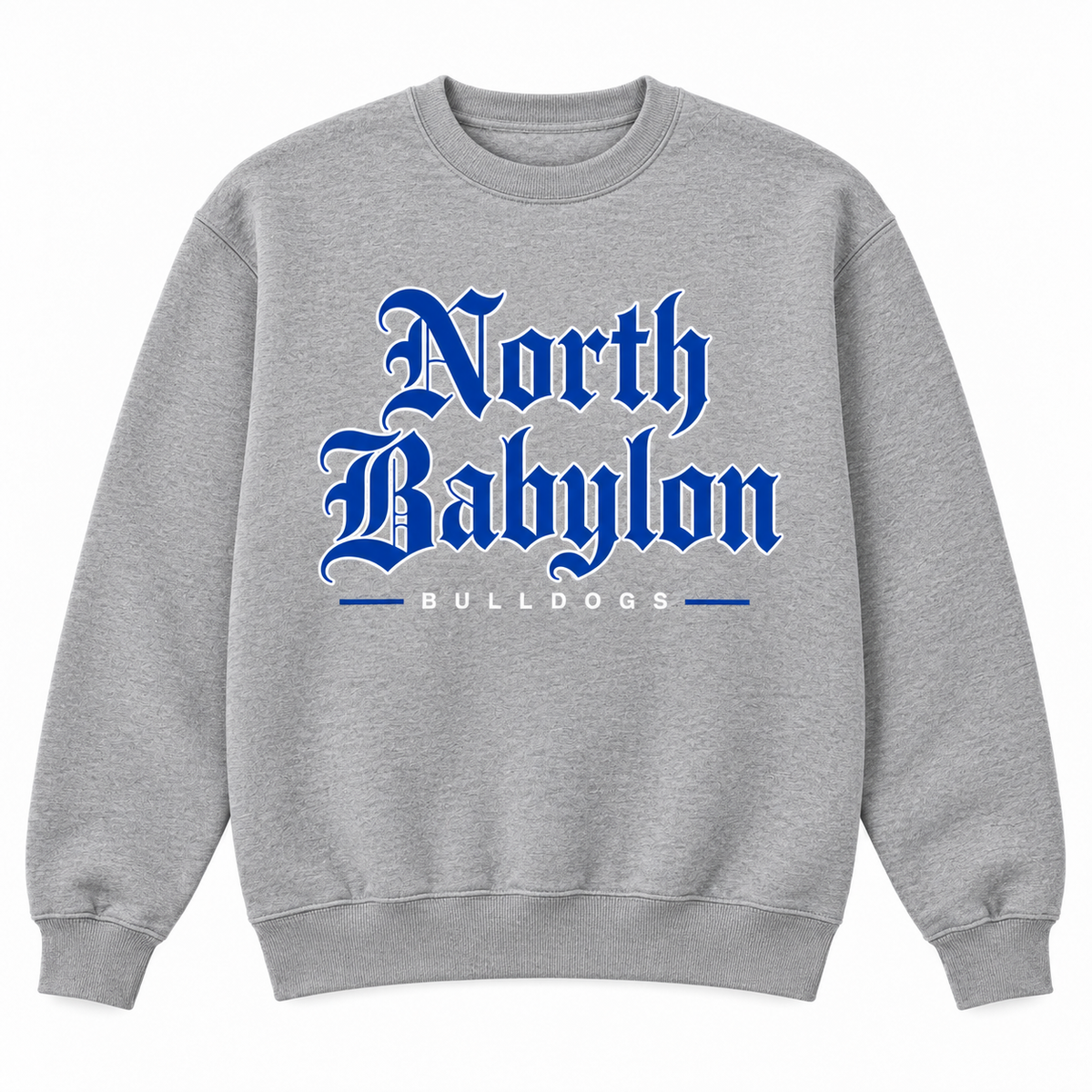 North Babylon Bulldogs Old English Crewneck gray