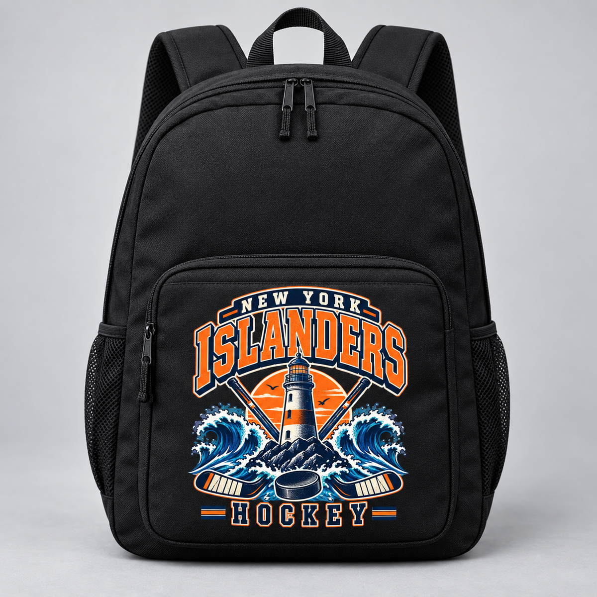 New York Islanders Coastal Retro Game Day Backpack in Black, front view