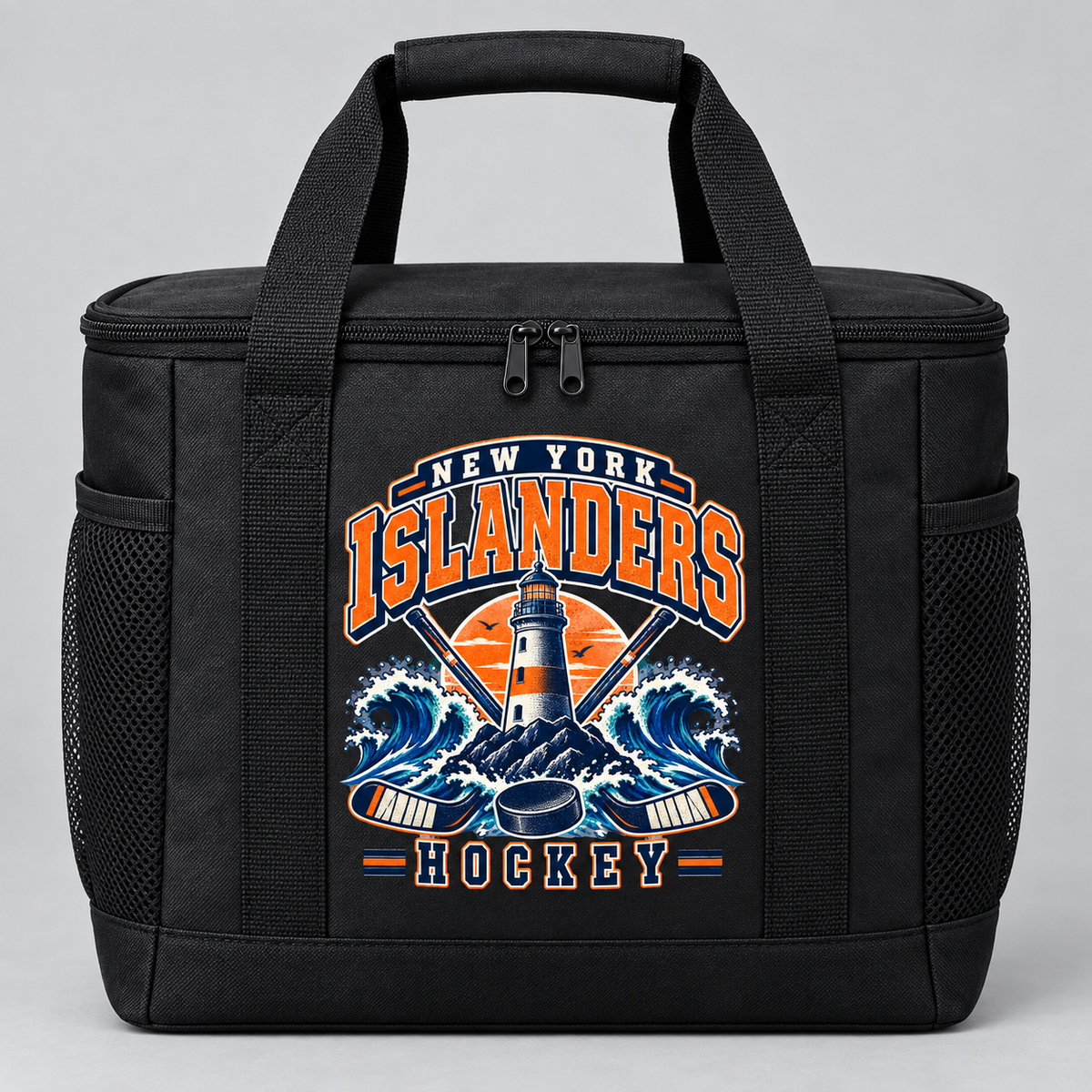 New York Islanders Coastal Retro Insulated Cooler Tote in Black, front view