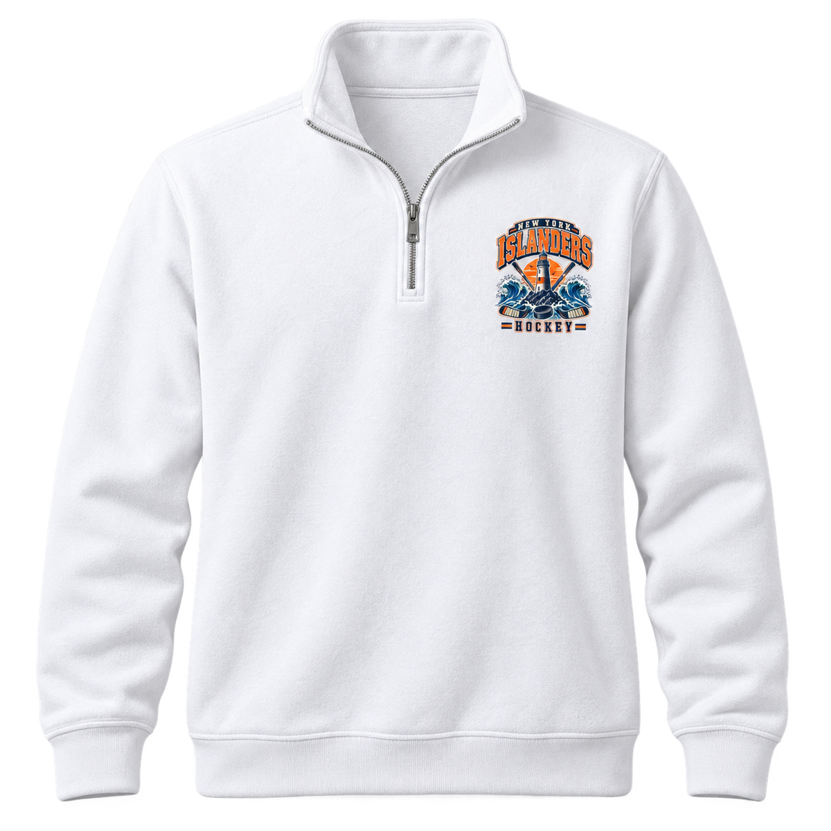New York Islanders Coastal Retro Unisex Quarter-Zip Pullover in White, front view