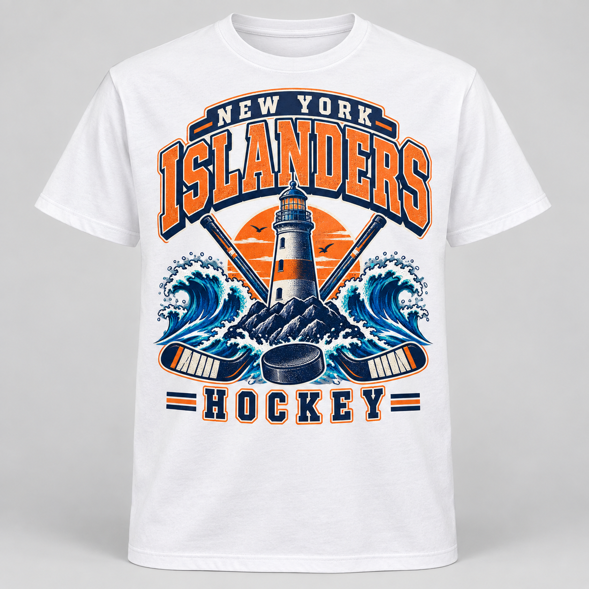 New York Islanders Coastal Retro Unisex T-Shirt in White, front view