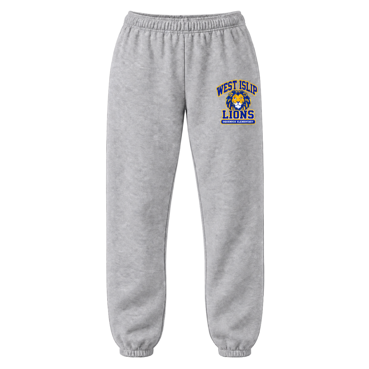 Oquenock Varsity Pride Adult Sweatpants in Sport Grey, blue and gold lion design