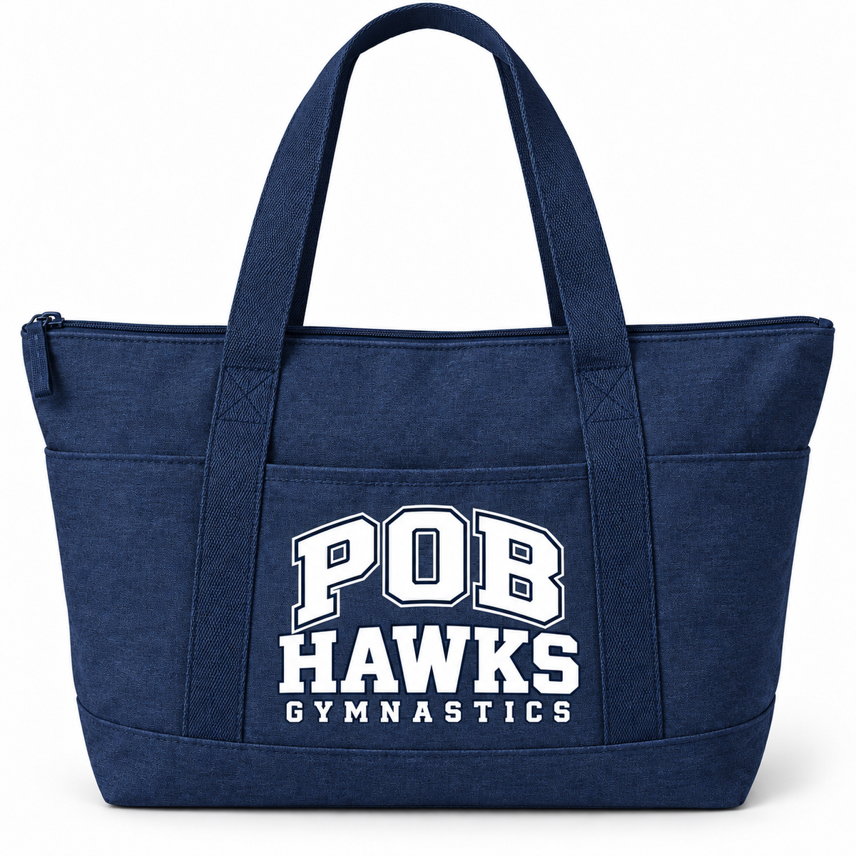 Navy POB Hawks Gymnastics Essential Zipper Tote design mockup