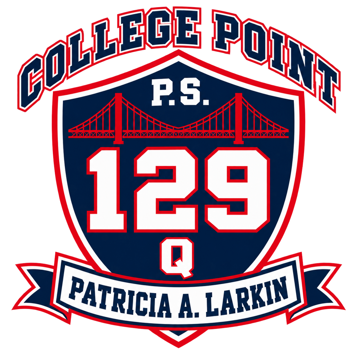 College Point bridge crest sticker included in the three-piece pack