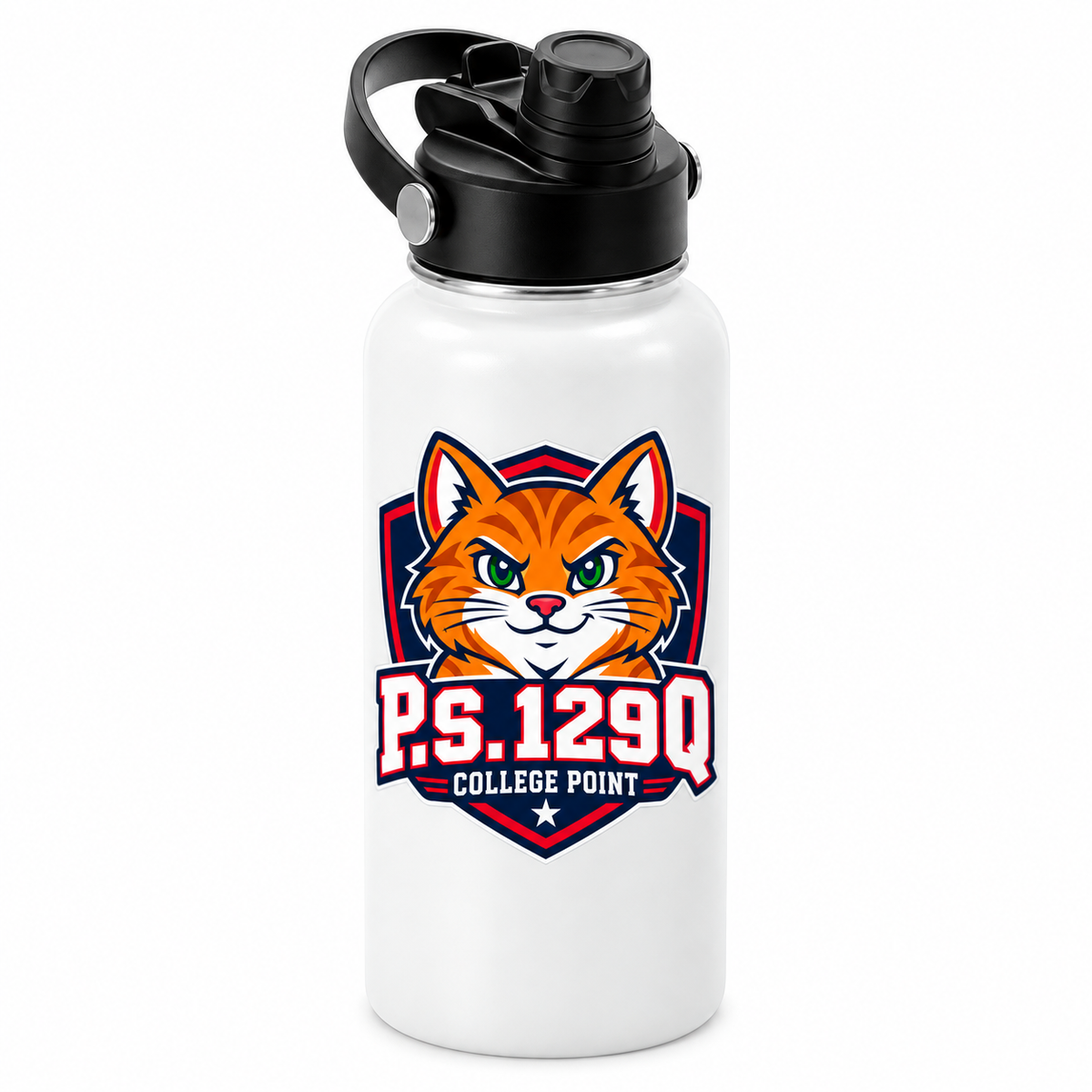 P.S. 129Q 32oz Dual-Lid Water Bottle in White