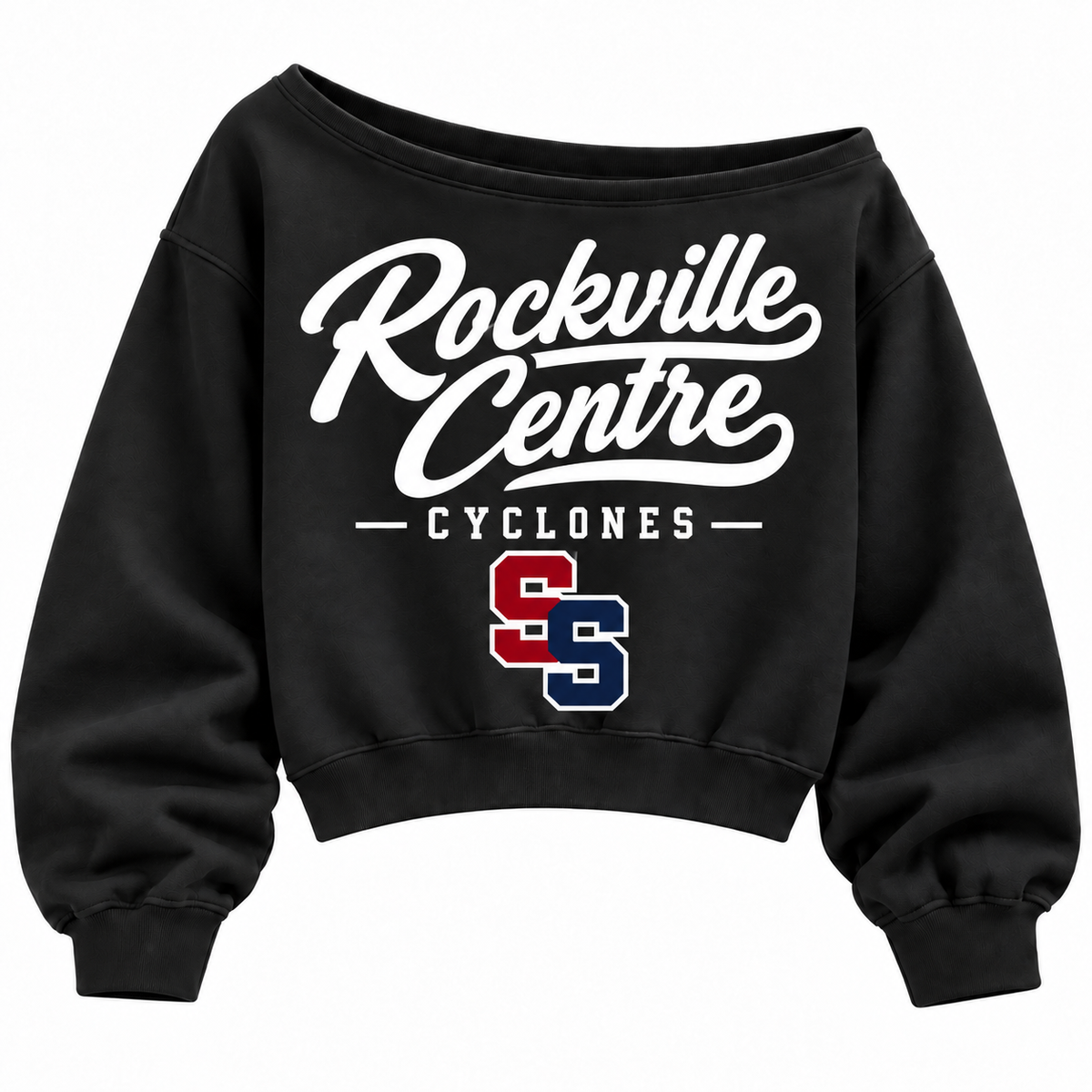 Rockville Centre Cyclones off-shoulder sweatshirt in black