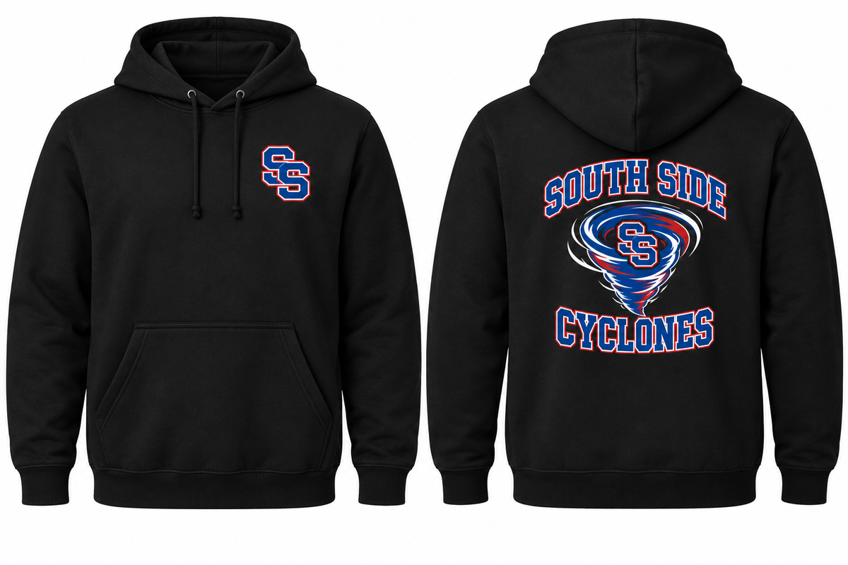 SOUTH SIDE CYCLONES black hoodie front and back