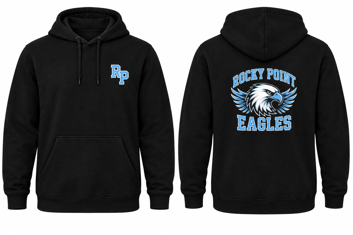 ROCKY POINT EAGLES black hoodie front and back