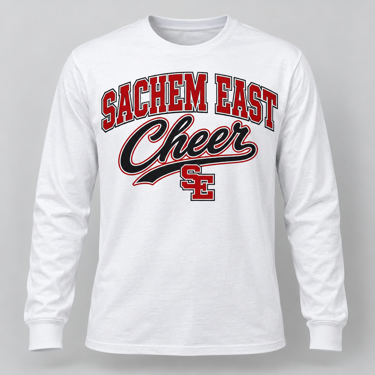 Sachem East Cheer Campus Script Long-Sleeve T-Shirt product mockup