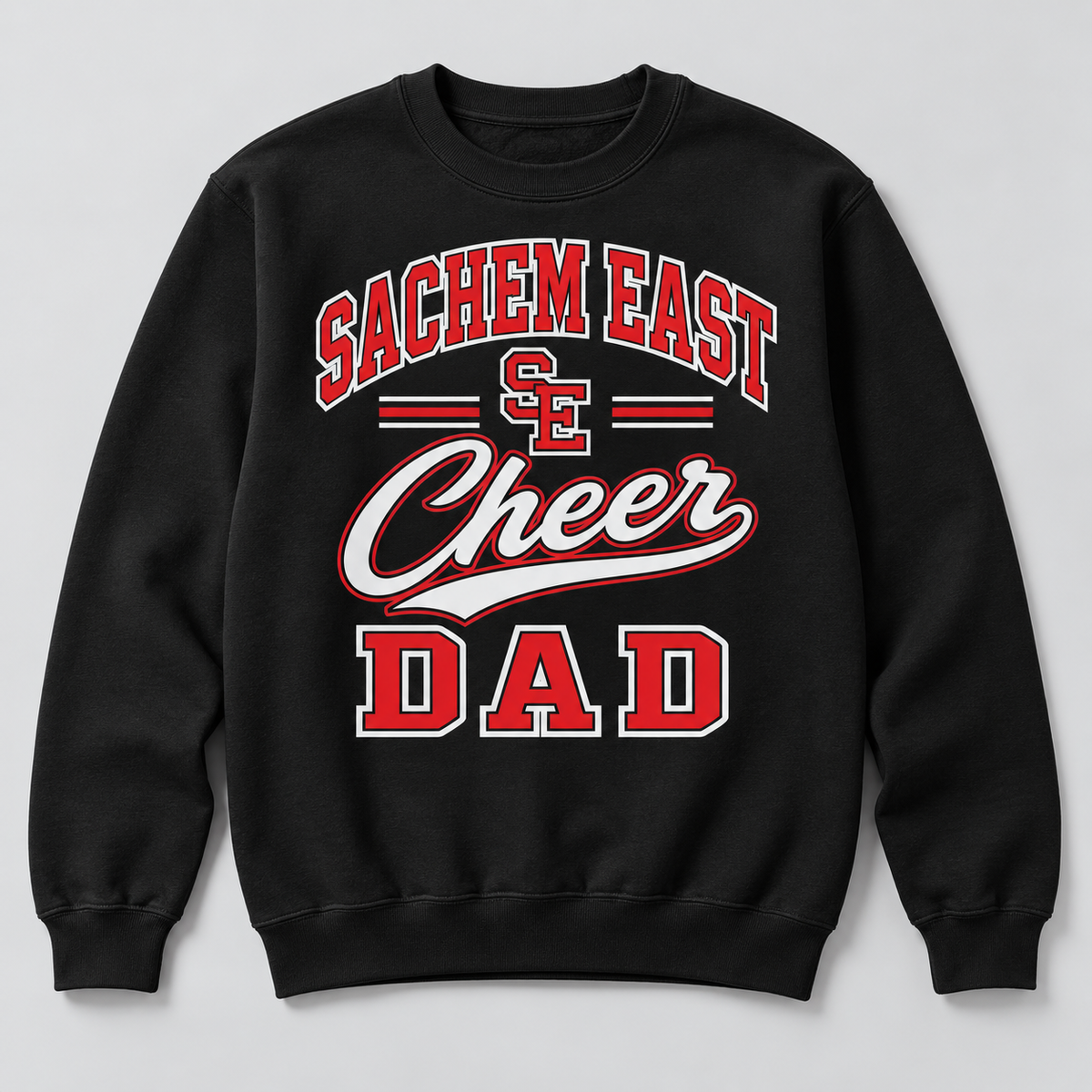 Sachem East Cheer Dad Heritage Script Crewneck Sweatshirt product mockup